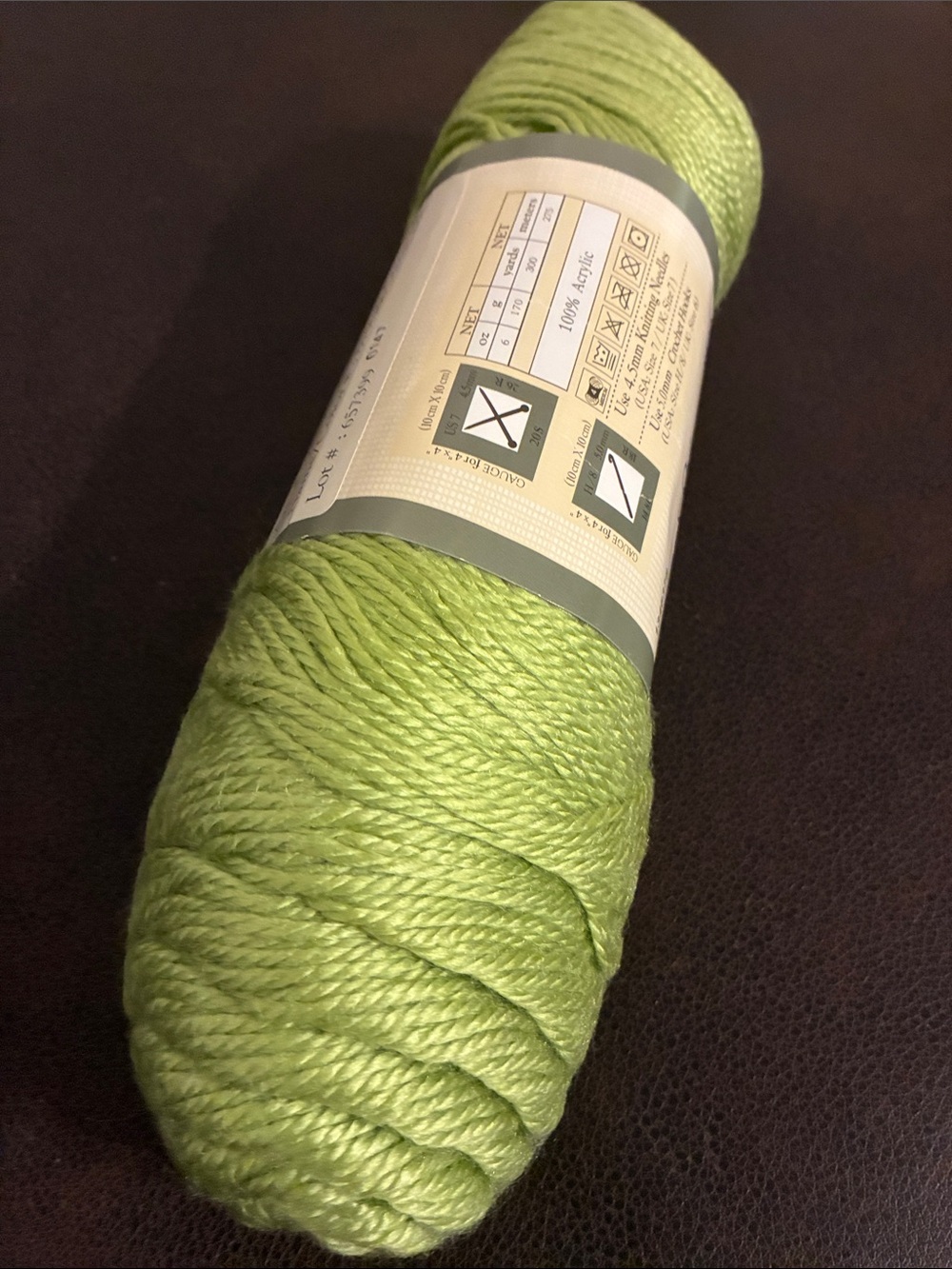 Light Green Acrylic Yarn Skein for Knitting & Crochet